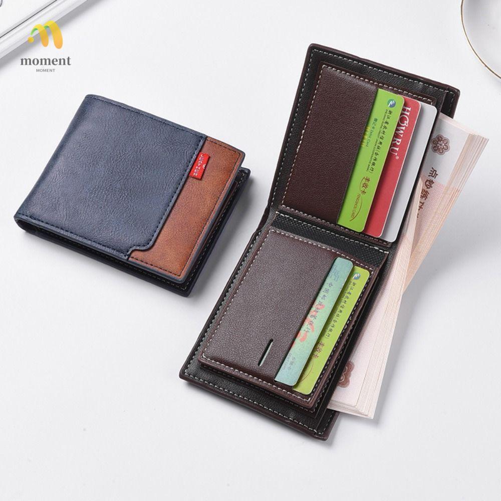 MOMENT Business Wallet, Tri-Fold Frosted Mens Short Wallet, Fashion Multi-card Slot Large Capacity T