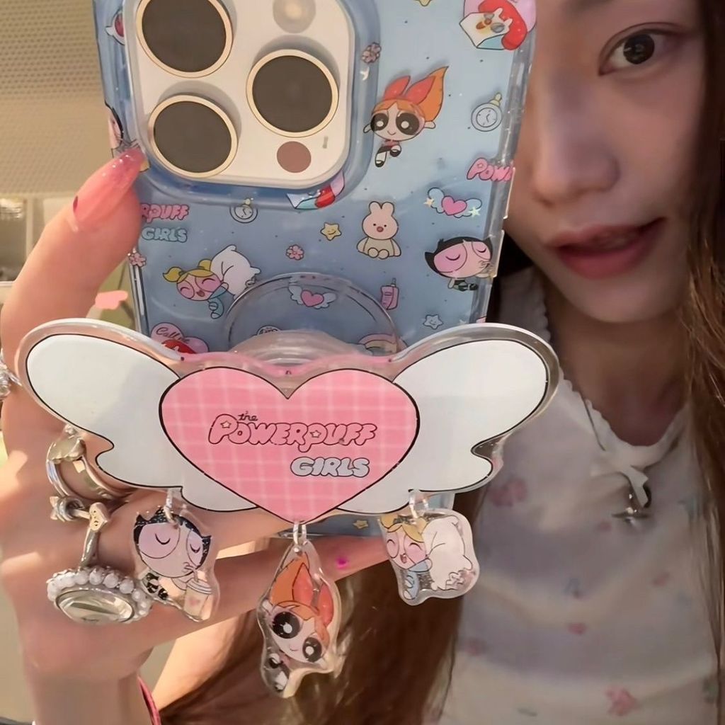 Powerpuff Girls ที่ห้อยจี้ถุงลมนิรภัยที่สุด Princess ที่วางขี้เกียจแบบพกพา