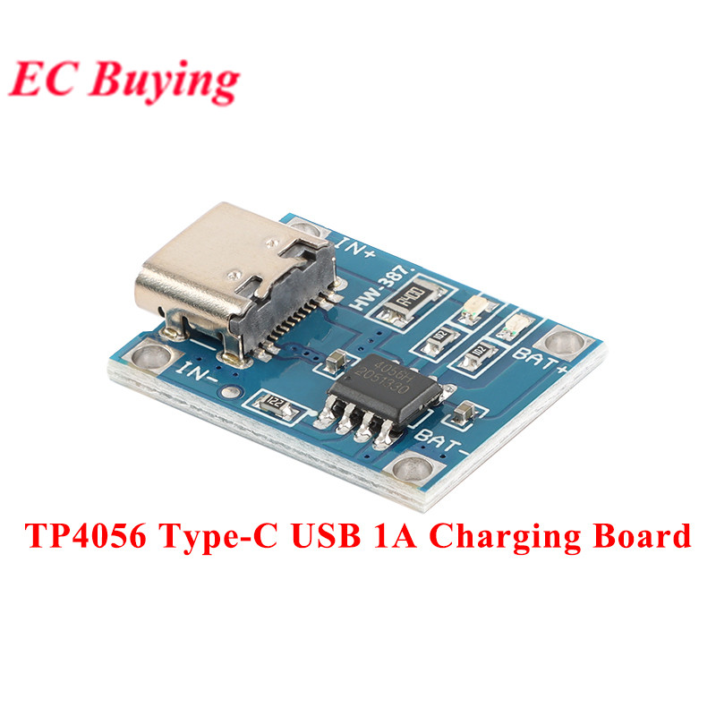 10 ชิ้น/1 PC TYPE-C USB 5V 1A 18650 TP4056 แบตเตอรี่ลิเธียมโมดูลชาร์จ DC 4.2V 4.5V-5.5V แรงดันไฟฟ้าอินพุต HW-387