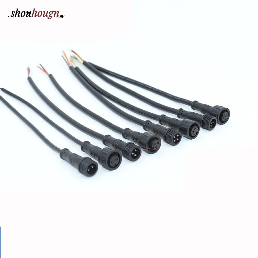 SHOU 2Pin 3Pin 4Pin แจ็ค,สายสีดํา IP67 ชายหญิง LED Connector,ไฟ LED 20 ซม.2Pin 3Pin 4Pin สายไฟกันน้ํ