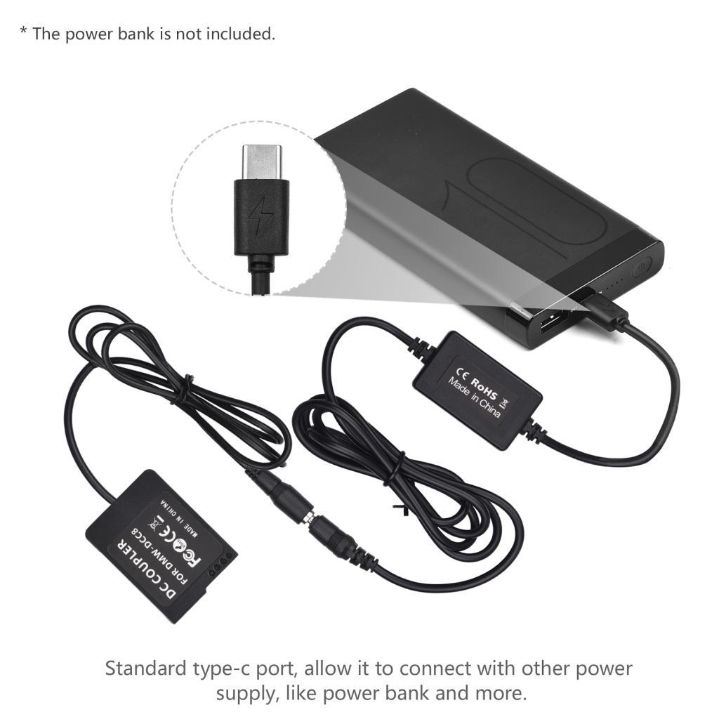 Rubikcube PD USB Type-C สาย DMW-DCC8 Dummy แบตเตอรี่ DC Coupler DMW-BLC12 สําหรับ LUMIX DMC-FZ2500 F