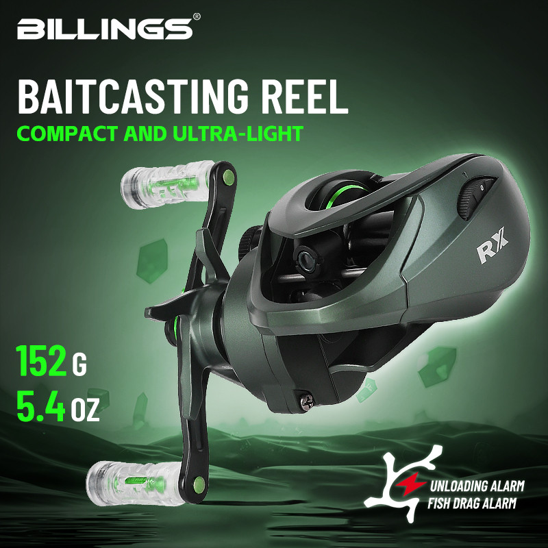 รอกตกปลา BILLINGS RX สีเขียว น้ำหนักเบา มีอัตราส่วนความเร็วสูง 7.1:2 สำหรับการค้นหาพื้นผิวน้ำได้อย่างมีประสิทธิภาพ