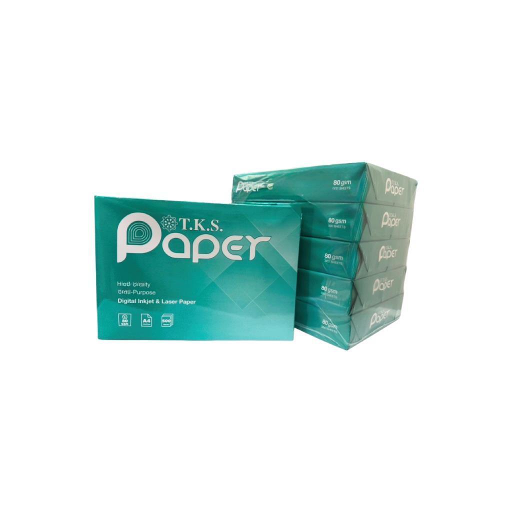 TKS กระดาษถ่ายเอกสาร A4 80 แกรม จำนวน 500 แผ่นต่อรีม (ราคาต่อรีม) copy paper 80 gram