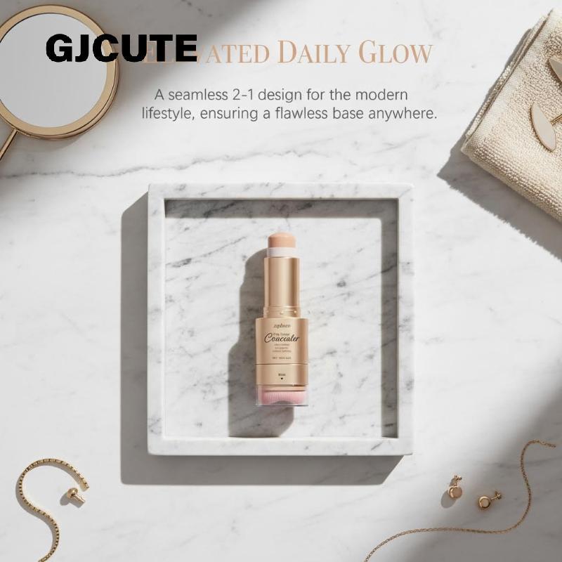 GJCUTE Hydrating คอนซีลเลอร์ Foundation Sti 2 In 1 ครอบคลุมสําหรับ Dark Skin กันน้ํายาวนานสําหรับ Bu