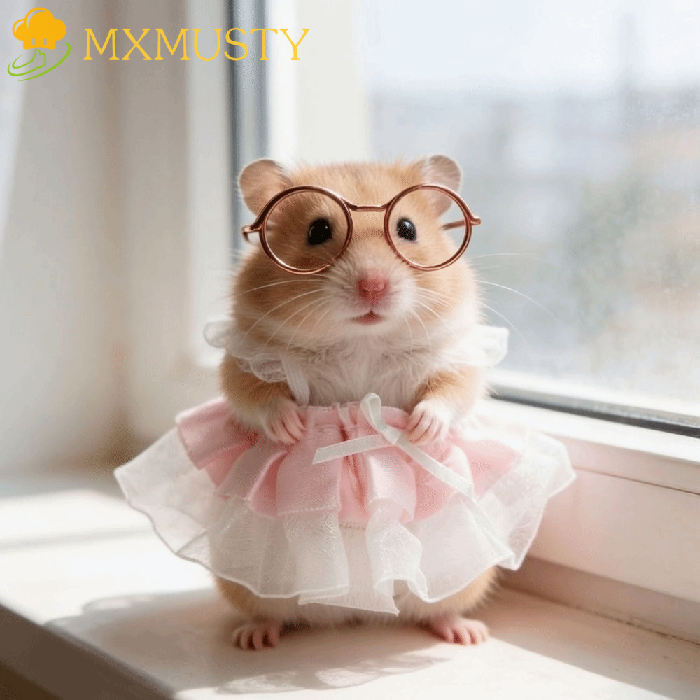 MXMUSTY ชุดเจ้าหญิงหนูแฮมสเตอร์กระโปรงพัฟสัตว์เลี้ยงน้ําหนักเบาระบายอากาศอุปกรณ์สัตว์เลี้ยงน่ารักนุ่มชุดสัตว์เลี้ยงแว่นตาชุดสี่ฤดูกาล