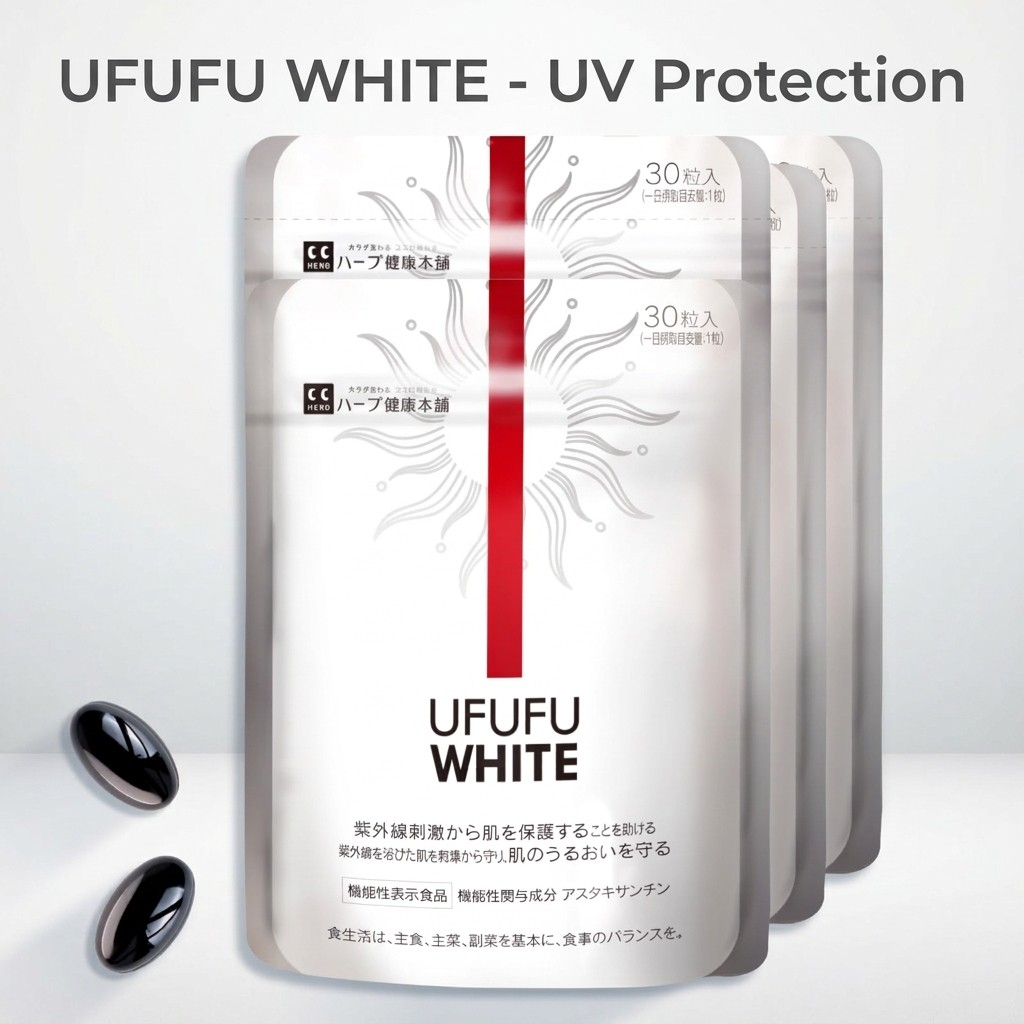 UFUFU WHITE - UV Protection Supplement (30-Day Supply, 1 Capsule/Day) - Functional Food for Skin Def
