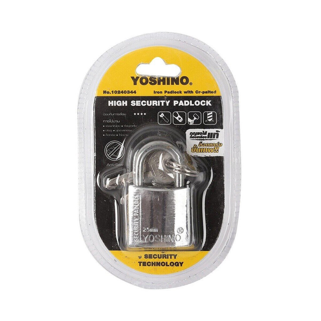 YOSHINO กุญแจสปริง คอสั้น 25 มม. รุ่น 25 สีโครเมี่ยม |EA|