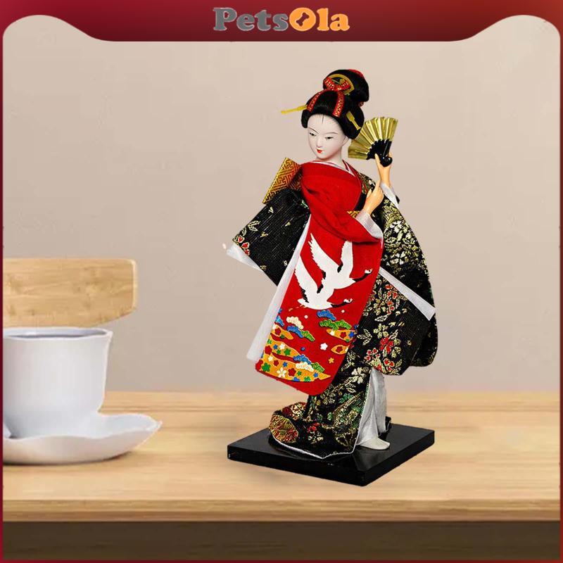 PETSOLA ญี่ปุ่น Geisha ตุ๊กตากิโมโนพื้นบ้านชาติพันธุ์ Geisha ตุ๊กตาเครื่องประดับโต๊ะสะสมสําหรับห้องน