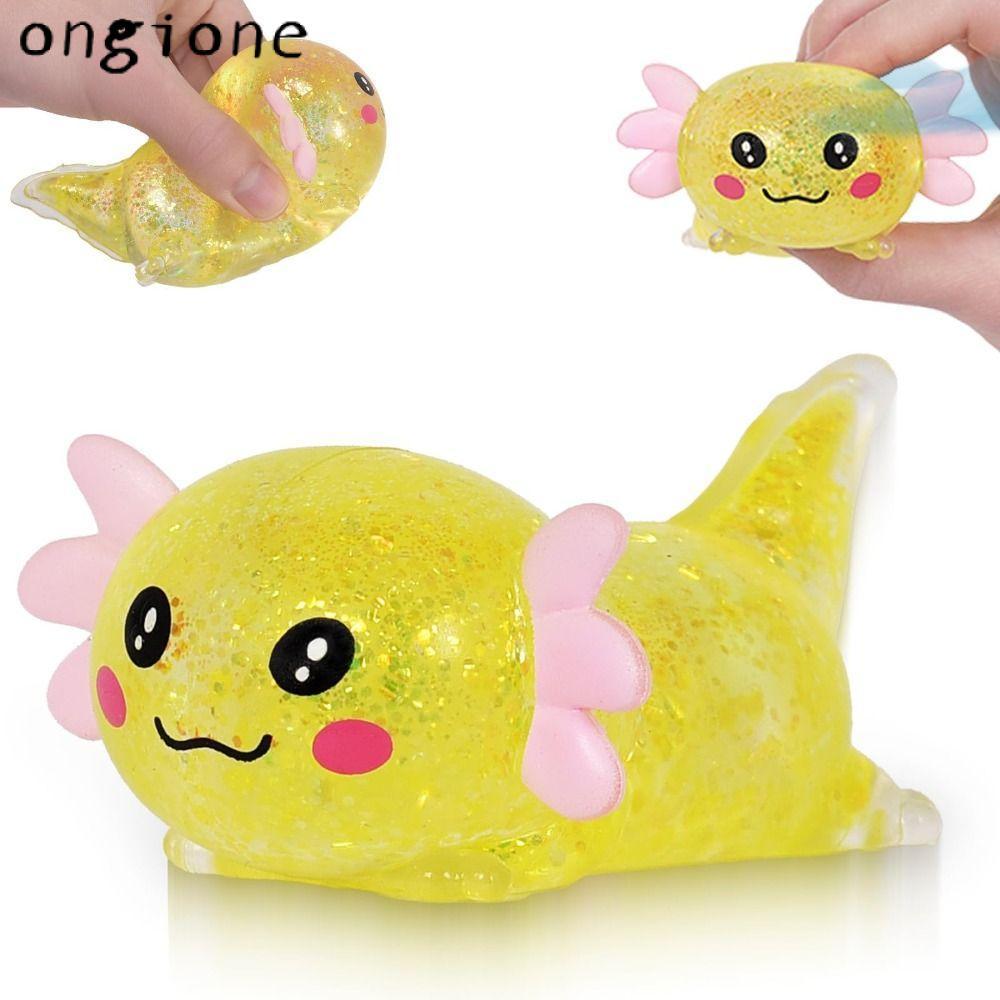 ONGIONE Squishy Stress Glitter, Sugar Filled รูปร่างน่ารัก Axolotl Squishy, น่ารัก Glitter Soothing 