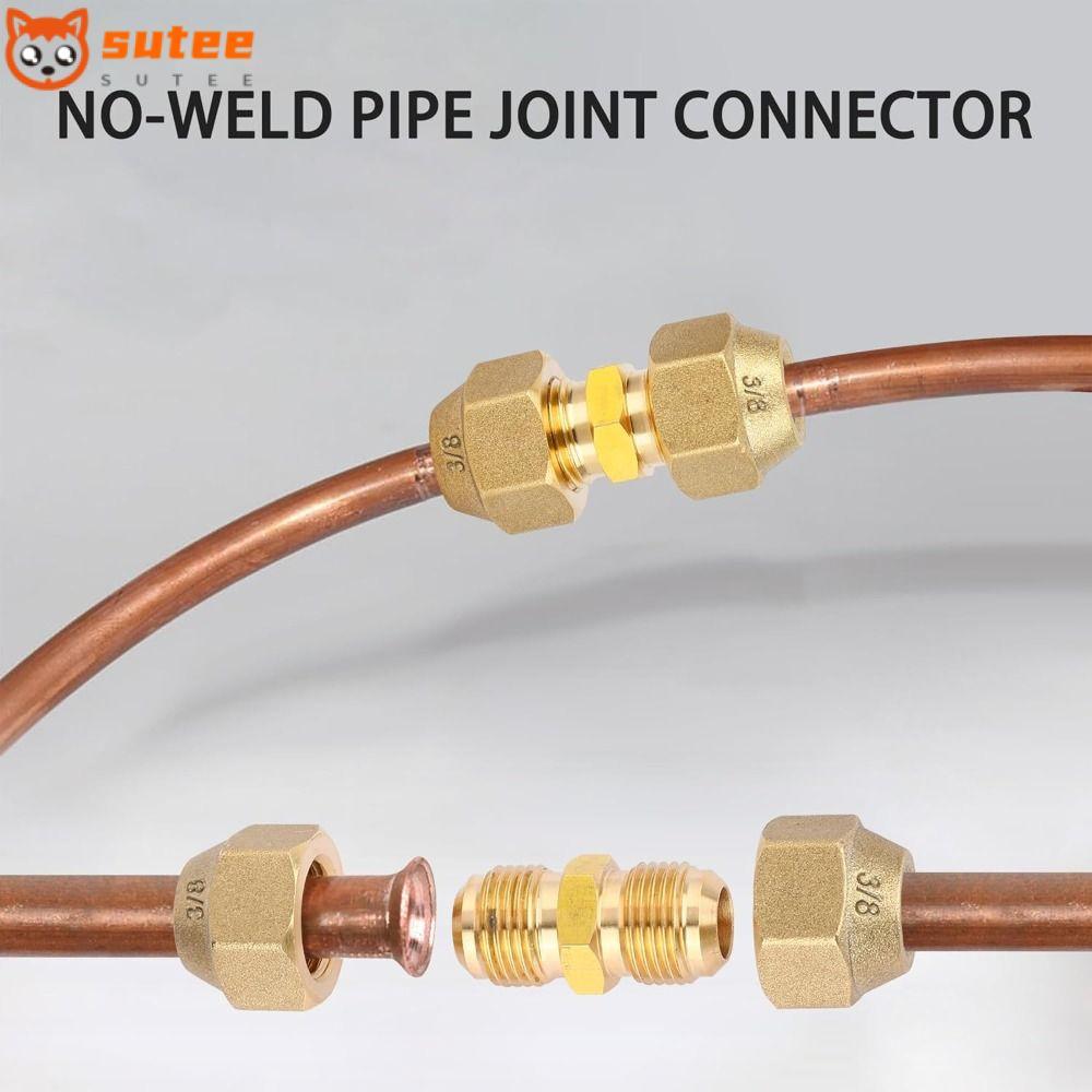 ข้อต่อต่อท่อ SUTEE, 1/2 "1/4 "3/8" ขั้วต่อทองแดงตรง, พร้อมถั่ว Flare อุปกรณ์ HVAC เครื่องทําความเย็นเครื่องปรับอากาศ