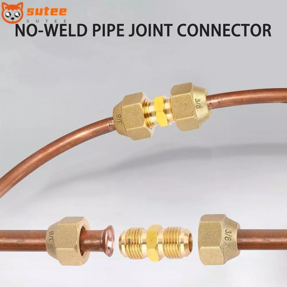 ข้อต่อต่อท่อ SUTEE, 1/2 "1/4 "3/8" ขั้วต่อทองแดงตรง, พร้อมถั่ว Flare อุปกรณ์ HVAC เครื่องทําความเย็นเครื่องปรับอากาศ