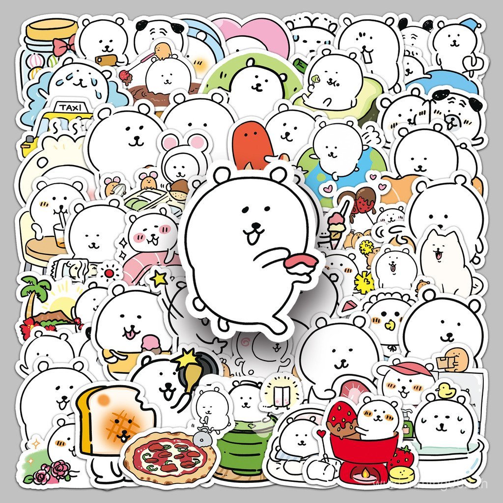 50 แผ่น Self-Laughing Bear สติกเกอร์ Kii Kawa การ์ตูนน่ารักสติกเกอร์ตกแต่งกันน้ํา ZJQ1