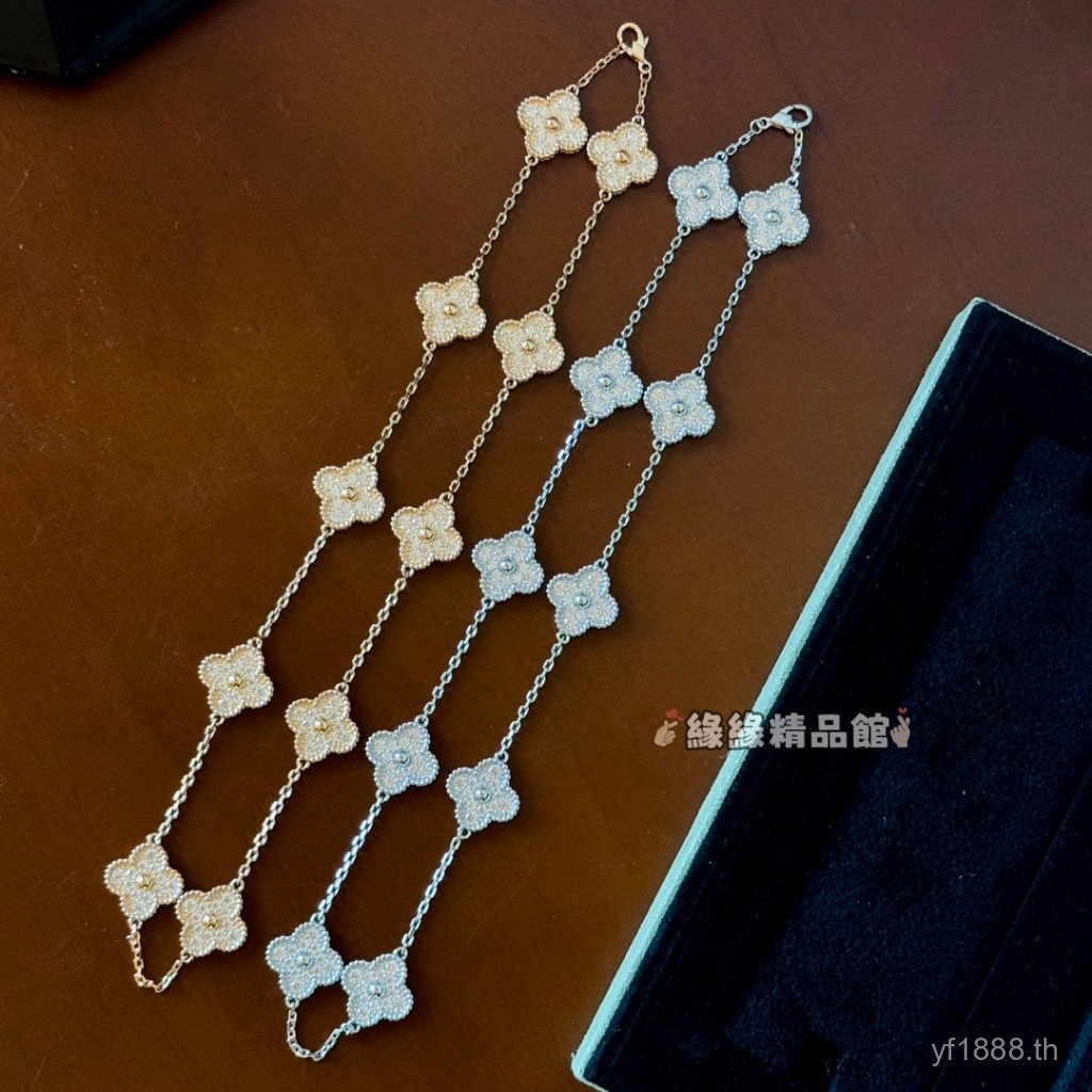 สร้อยคอมุกเต็มเม็ดเงินสเตอร์ลิง 925 แบบใบคล้อฟเว่อร์สำหรับผู้หญิง ยาวคล้องคาง 8BNP