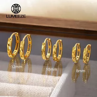 LUMEZE Gold Zircon พื้นผิวรอบ Hoop ต่างหูผู้หญิงอินเทรนด์เครื่องประดับ Fine Minimalist อุปกรณ์เสริม EH-056 #