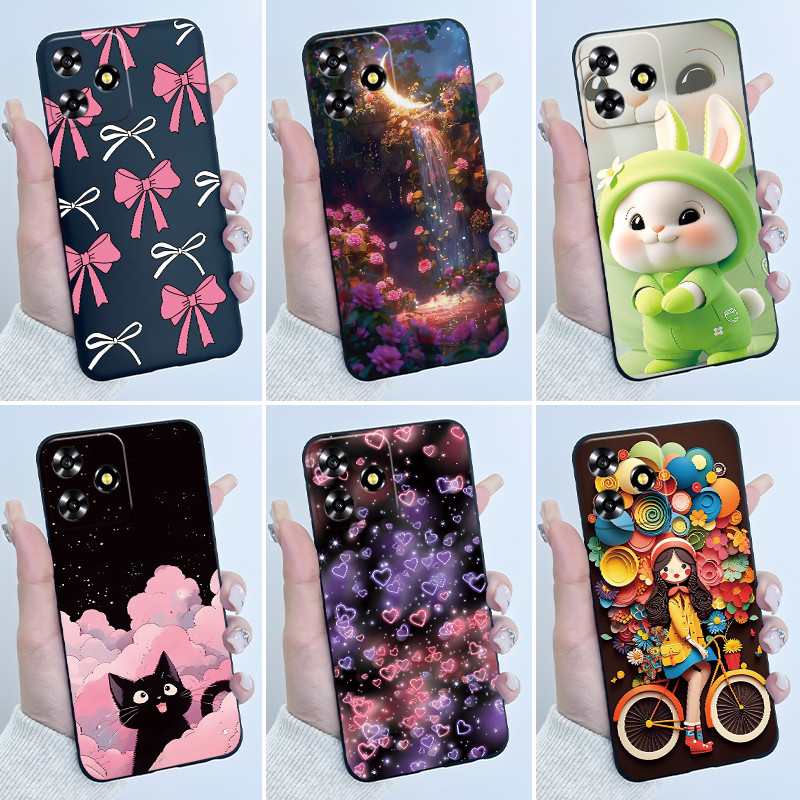 สําหรับ ZTE Blade V50 สมาร์ทกรณีน่ารัก Love กระต่ายสีดําซิลิโคนกันกระแทกนุ่มเคสโทรศัพท์สําหรับ ZTE V50 สมาร์ท / Axon 50 Lite ฝาครอบ