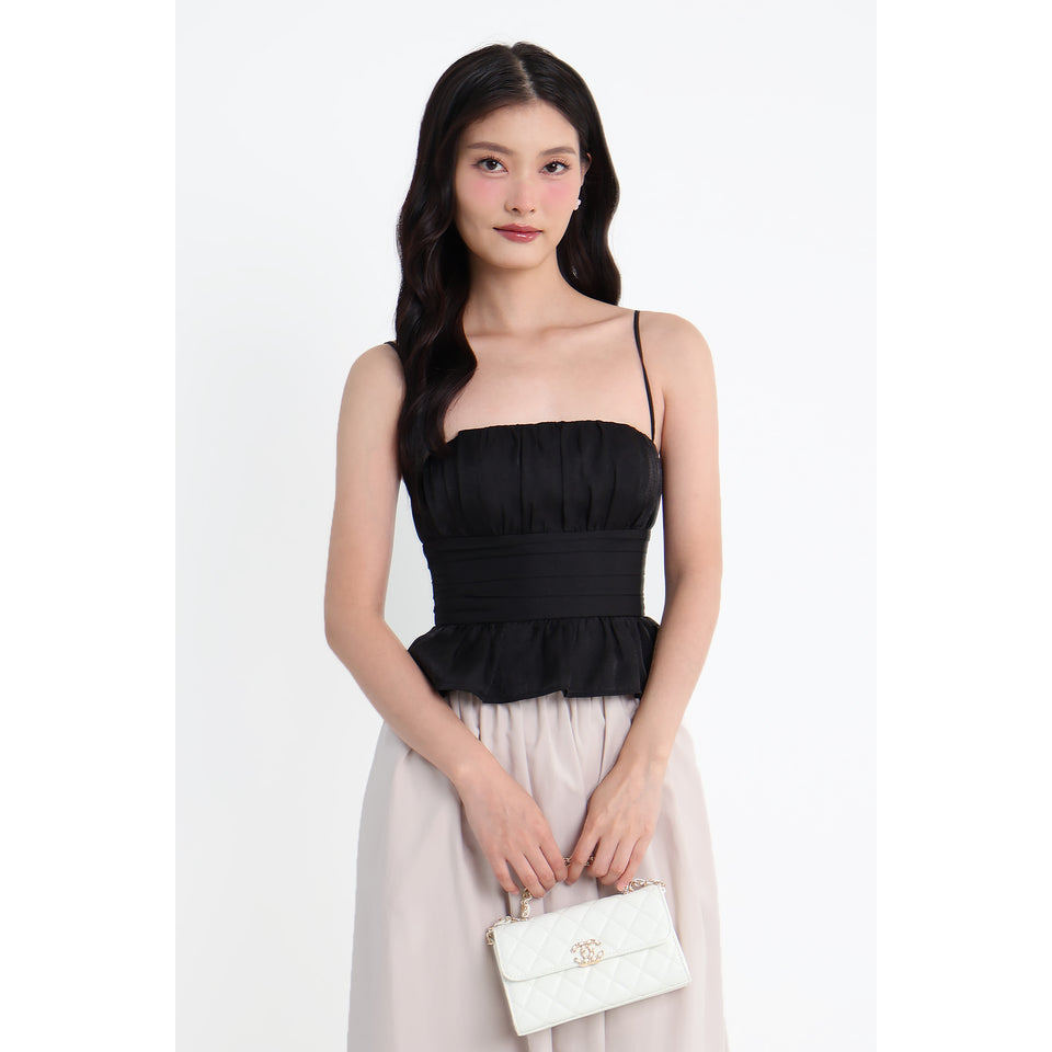 MIRAI PADDED RUCHED TOP สีดํา