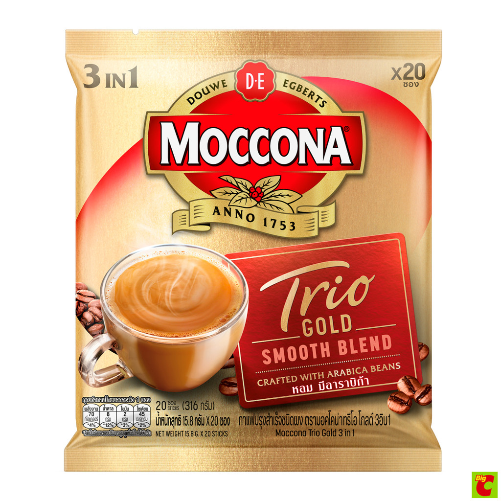 มอคโคน่า ทรีโอ โกลด์ กาแฟปรุงสำเร็จชนิดผง 15.8 ก. x 20 ชิ้น