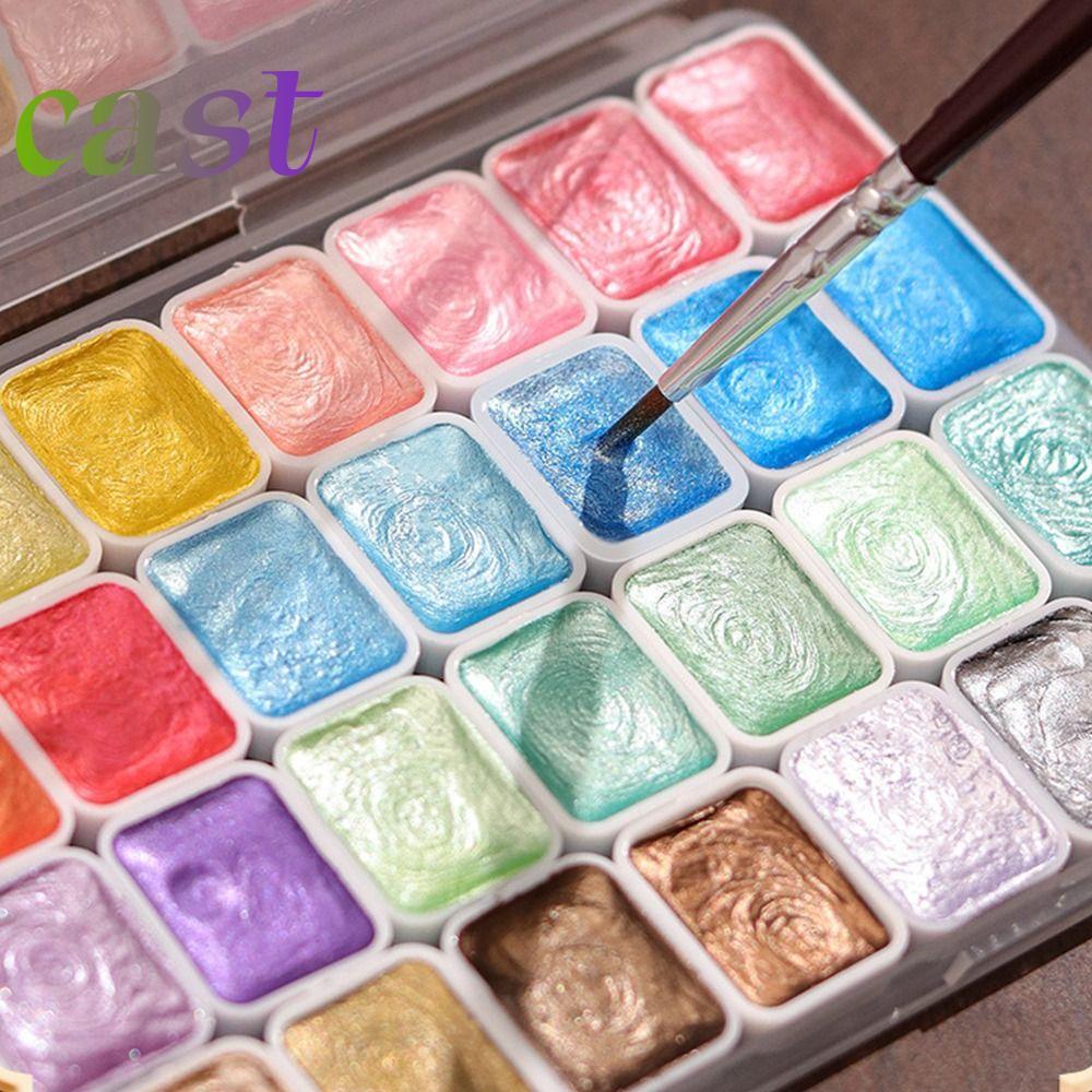CAST Pearlescent Solid น้ํา, 12/24/35/48 สีน้ําชุดเครื่องมือ, มัลติฟังก์ชั่น DIY โลหะ