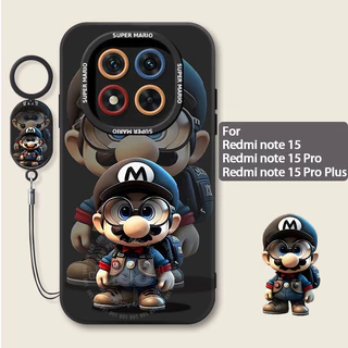 เคส Redmi Note 14 15 Pro 5G เคส Redmi Note 14 15 5G, 14 15 Pro Plus ลายการ์ตูนอนิเมะมาริโอ้ กันกระแทก พร้อมที่ป้องกันกล้อง หนังพร้อมสายโทรศัพท์ เคสซิลิโคนด้านนุ่ม