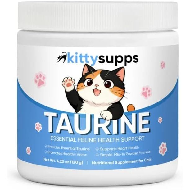 KittySupps Taurine อาหารเสริม L-Taurine บริสุทธิ์ สูตรผสมสําหรับอาหารแมว รองรับความมีชีวิตชีวาโดยรวม