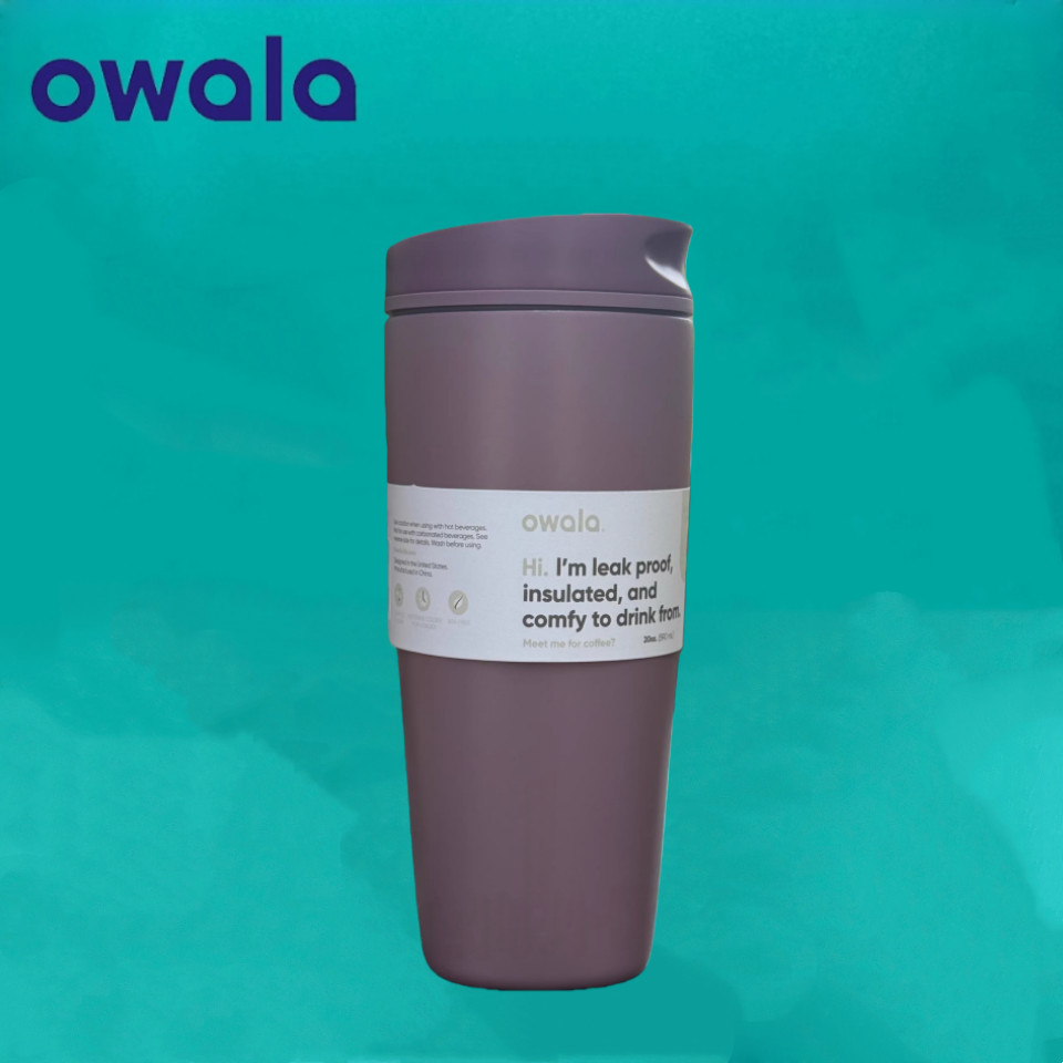 Owala SmoothSip Slider แก้วกาแฟป้องกันการรั่ว,สแตนเลสหุ้มฉนวน,12oz/20oz,เหมาะกับที่วางแก้วในรถยนต์,ปลอดสาร BPA