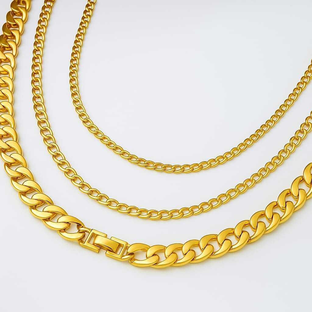 ใหม่ล่าสุด FLAT CHAIN สร้อยคอสําหรับผู้ชายและผู้หญิง, READY IN GOLD/BLACK/SILVER และ READY, สร้อยคอ 
