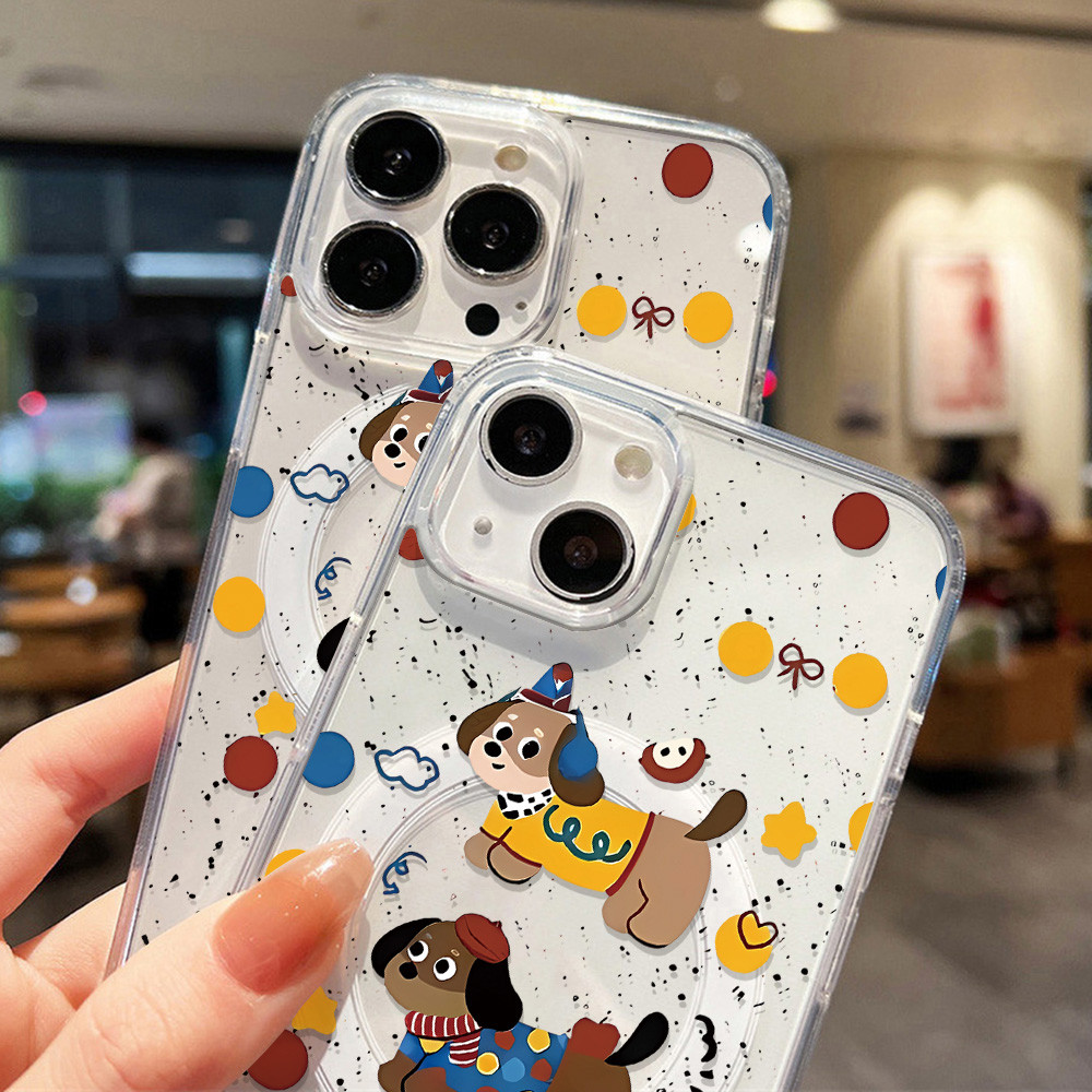 เคสไอโฟน For iPhone 17 11 13 16 12 14 15 Pro Max 13Pro สำหรับ iPhone 11 17Air ลูกสุนัขน่ารัก เคสใสชาร์จไร้สายแบบแม่เหล็ก - รูปที่ 7