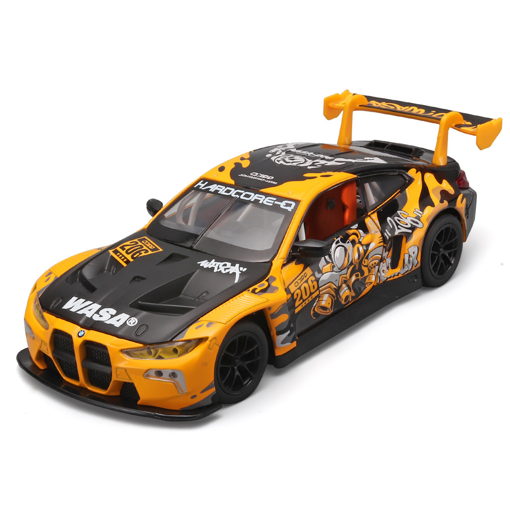 【พร้อมส่ง】1: 24 BMW M4 GT3 CCA x WASA พวงมาลัยสไตล์ alloy racing car ของเล่น car model สามารถเปิดปิด