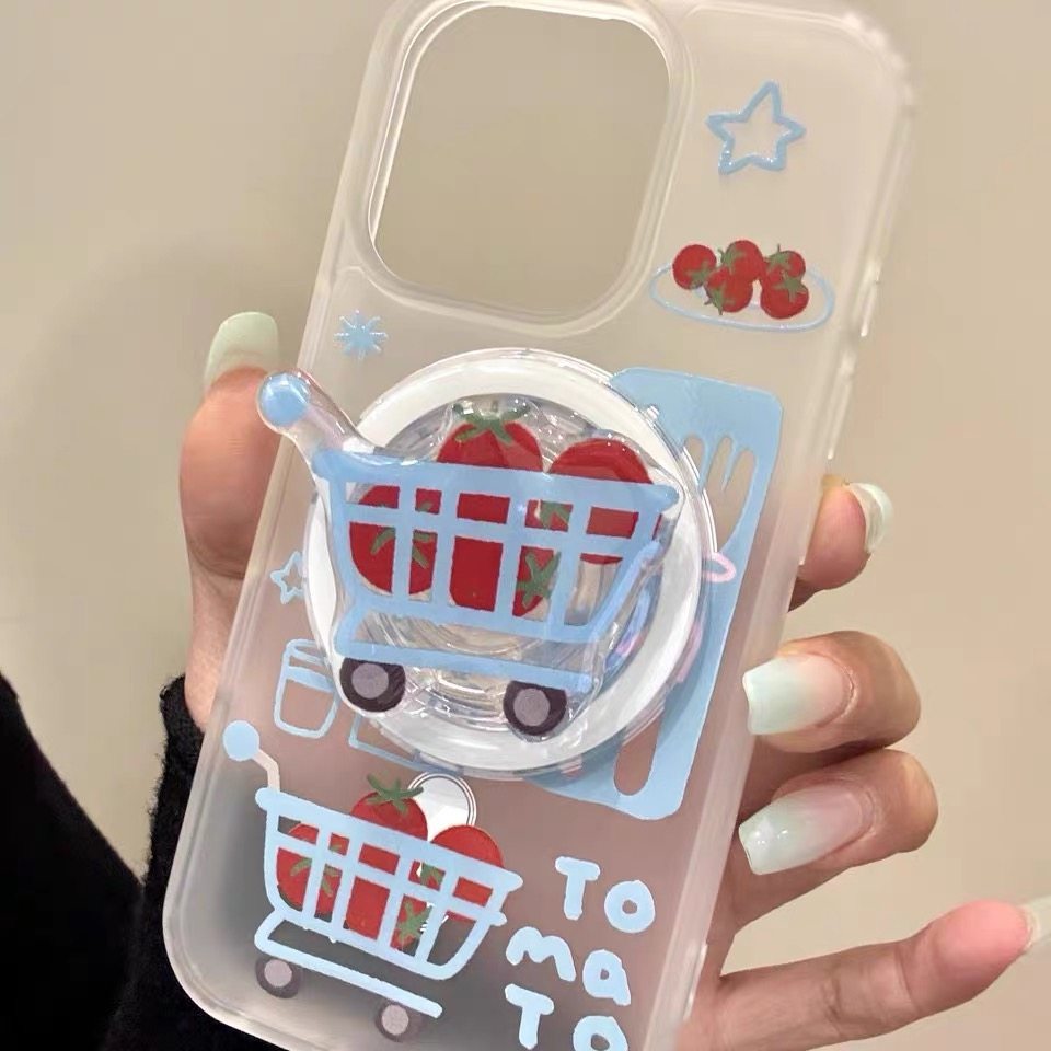 Creative รถเข็นมะเขือเทศวงเล็บแม่เหล็กเหมาะสําหรับ Samsung S25ultra เคสโทรศัพท์ S24FE กันกระแทก S23 + สไตล์ใหม่ S26ultra Frosted S21 + สดขนาดเล็ก ราคา ถูกที่สุด ดีลบีเคเค แกลเลอรีภาพที่ 2