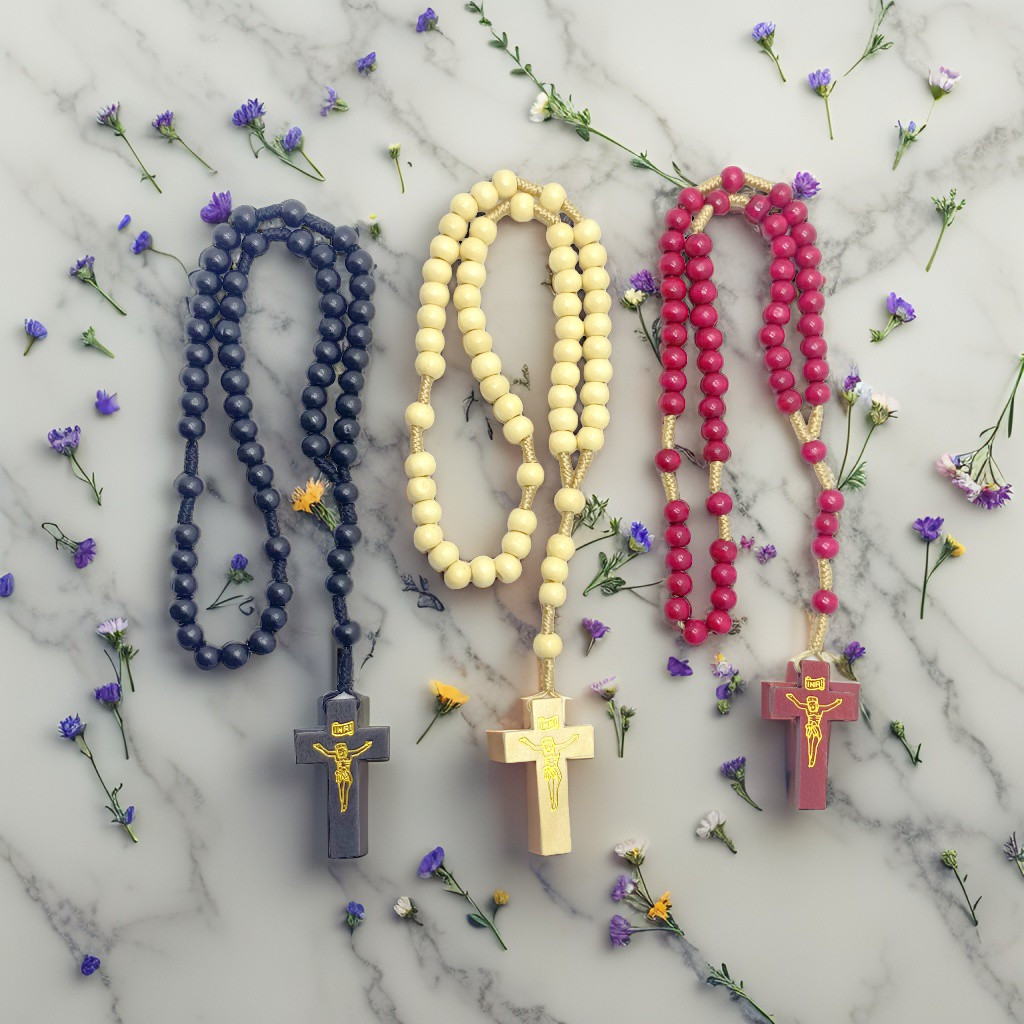 8MM GRAVEL ROSARY - GLOWSY WOOD / CATHOLIC ROSARY / ROSARY ดั้งเดิม