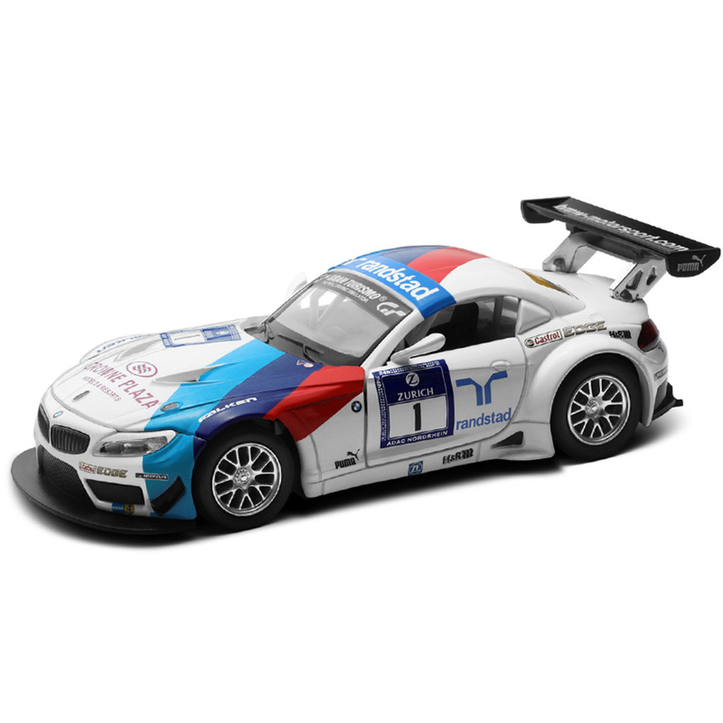cca car model 1: 32 BMW Z4 GT3 ของเล่น รถแข่งโลหะผสม Simulation Sports Car โมเดลรถยนต์ with sound an