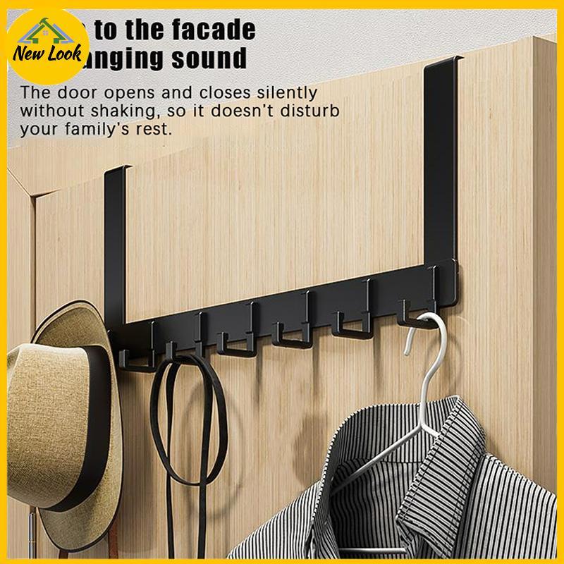 NewLook Hooks Over The Door 6 Hooks Clothes Coat Hat Towel Hanger Home Bathroom Organizer Rack Holde