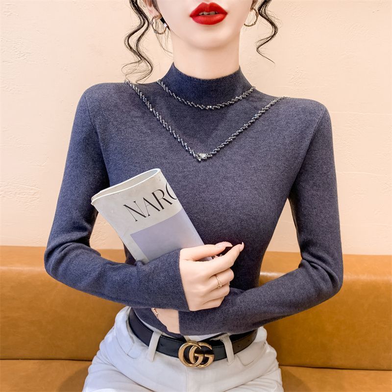 Real Shot Heavy Industry เล็บเพชรครึ่งคอเต่าเสื้อกันหนาว Bottoming เสื้อฤดูใบไม้ร่วงฤดูหนาวสไตล์ใหม่