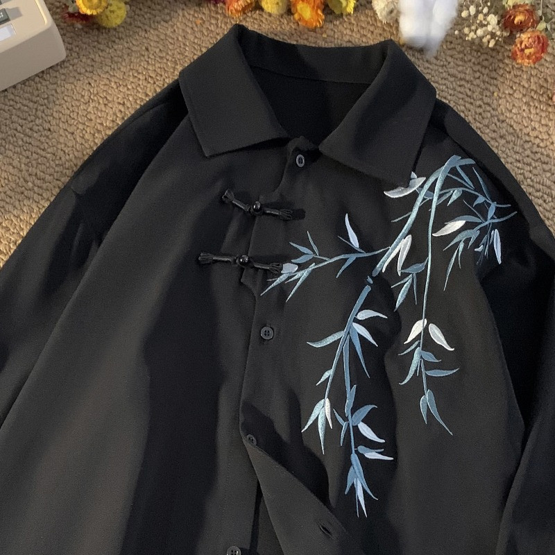 EERSHENSHINE เสื้อเชิ้ตแขนยาวดีไซน์ปักลายจีนใหม่