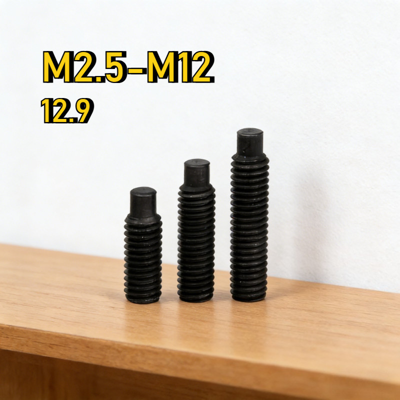 [YMH-G1] สกรู ตัวหนอน หกเหลี่ยม ปลายแหลม 12.9 ชุบดำ  เกลียวมิล หยาบ M2.5/M3/M4/M5/M6/M8/M10/M12