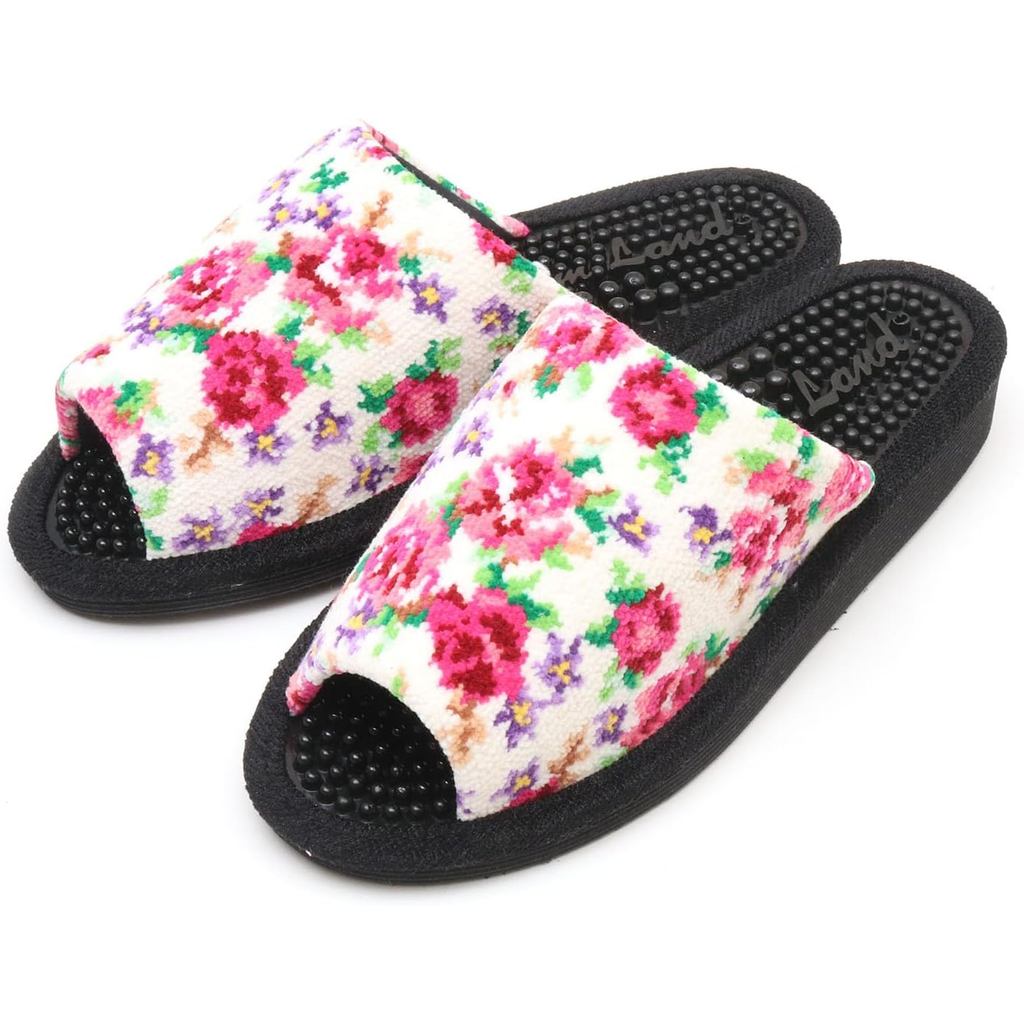 【■】Direct from Japan-Made in Japan Chenille Small Flower Rose Healthy Slippers Healthy Slippers Heal