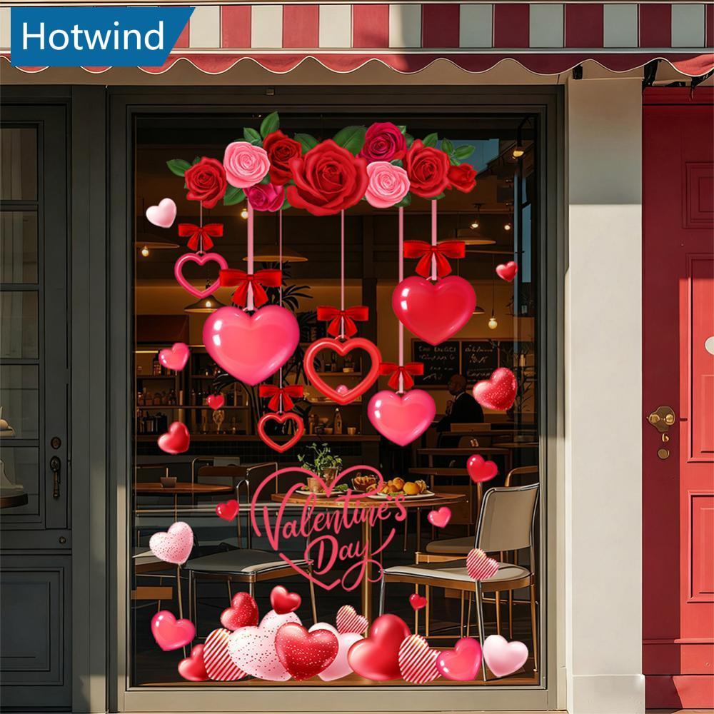HW 3D สติ๊กเกอร์ติดผนังรูปหัวใจ Home Shop ร้านอาหารสติกเกอร์หน้าต่างเครื่องประดับวันวาเลนไทน์งานรื่น