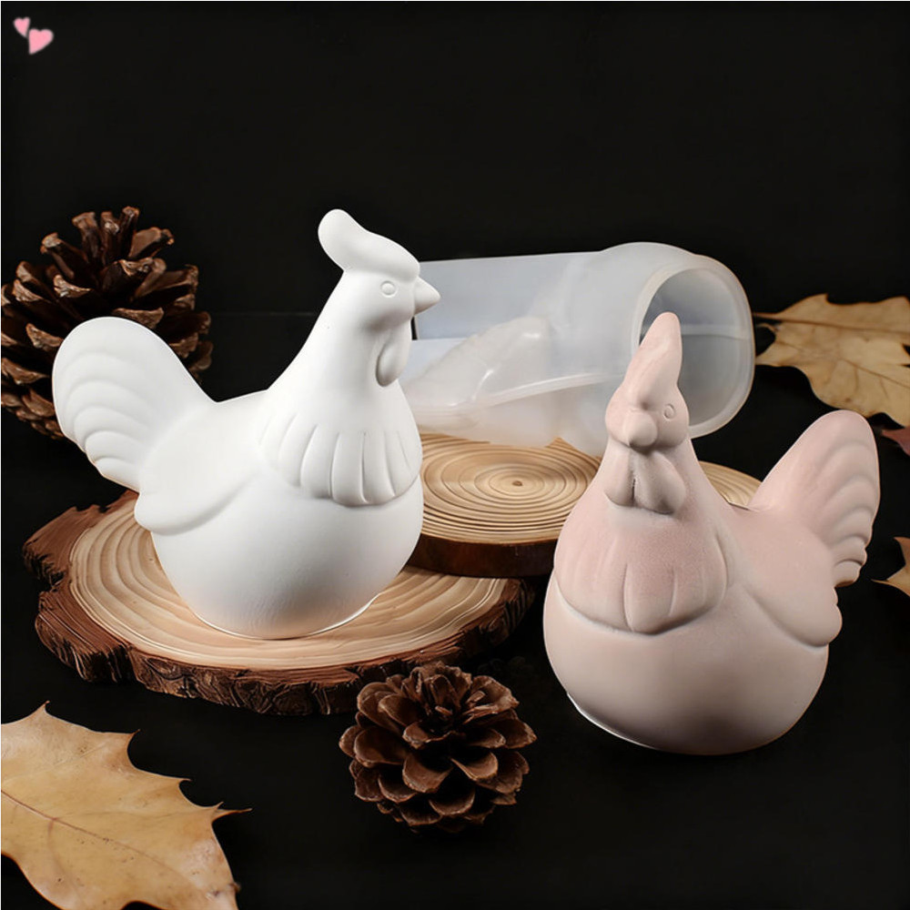 แม่พิมพ์เรซินสัตว์,ขนาดใหญ่ 3D Rooster Hen & Resin แม่พิมพ์ซิลิโคน, ยืดหยุ่นได้อย่างง่ายดาย Demoldable อีพ็อกซี่แม่พิมพ์สําหรับเรซิ่นหล่อ, สบู่, เทียน, ดอกไม้การเก็บรักษา, ไก่ตกแต่ง
