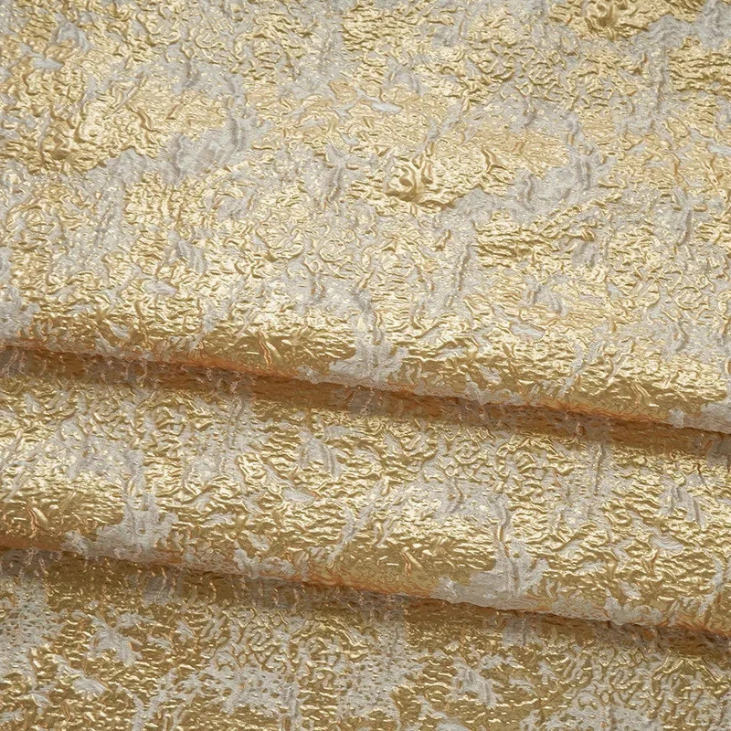 Pleated Gold Silk Jacquard Brocade Fabric Women's Dress Bag Decorative Sewing Fabric