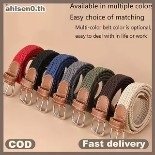 Ahlsen0 1 PC เข็มขัดแฟชั่นทอเข็มขัดผ้าใบโลหะ Bule ผู้ชายผู้หญิงเข็มขัดยางยืด Punch ฟรี th