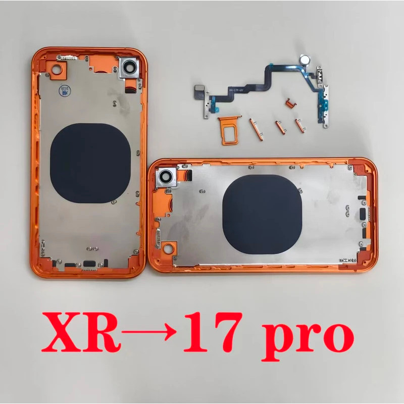 ด้านหลัง XR เช่น 17 Pro ของขวัญฟรี, XR DIY 17 Pro ด้านหลัง + กลางแชสซีกรอบสําหรับ iPhone XR ถึง 17 P