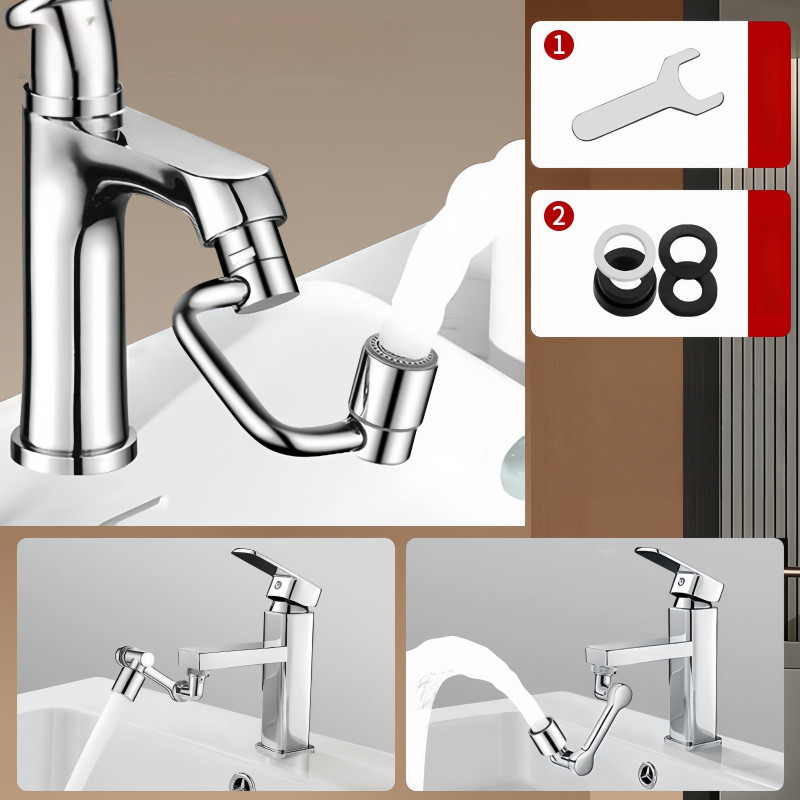 1080°Swivel Dual Mode Stainless Faucet Extender Water Tap Nozzle Universal Splash-Proof bathroom Fau