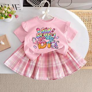 ชุดเซ็ทเด็ก2ชิ้น 67six seven2026 เสื้อแขนปีกนก+กระโปรงอัดพลี…