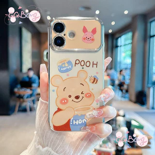 เคสไอโฟน16 13 เคส 6D Electroplated Pooh Piglet สำหรับ iPhone 11 15 16 13 17 air 12 14 Pro Max 14 15 7 8 Plus XR X XS Max