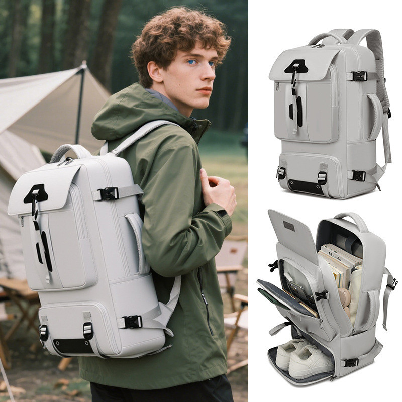 🏕️ กระเป๋าสะพายหลังหลายฟังก์ชันความจุ 60 ลิตร | ช่องเก็บรองเท้าแยกต่างหาก + ชาร์จ USB | กันสาดน้ำและกันขีดข่วน | กระเป๋าใส่คอมสำหรับท่องเที่ยวกลางแจ้งและการเดินทางประจำวัน