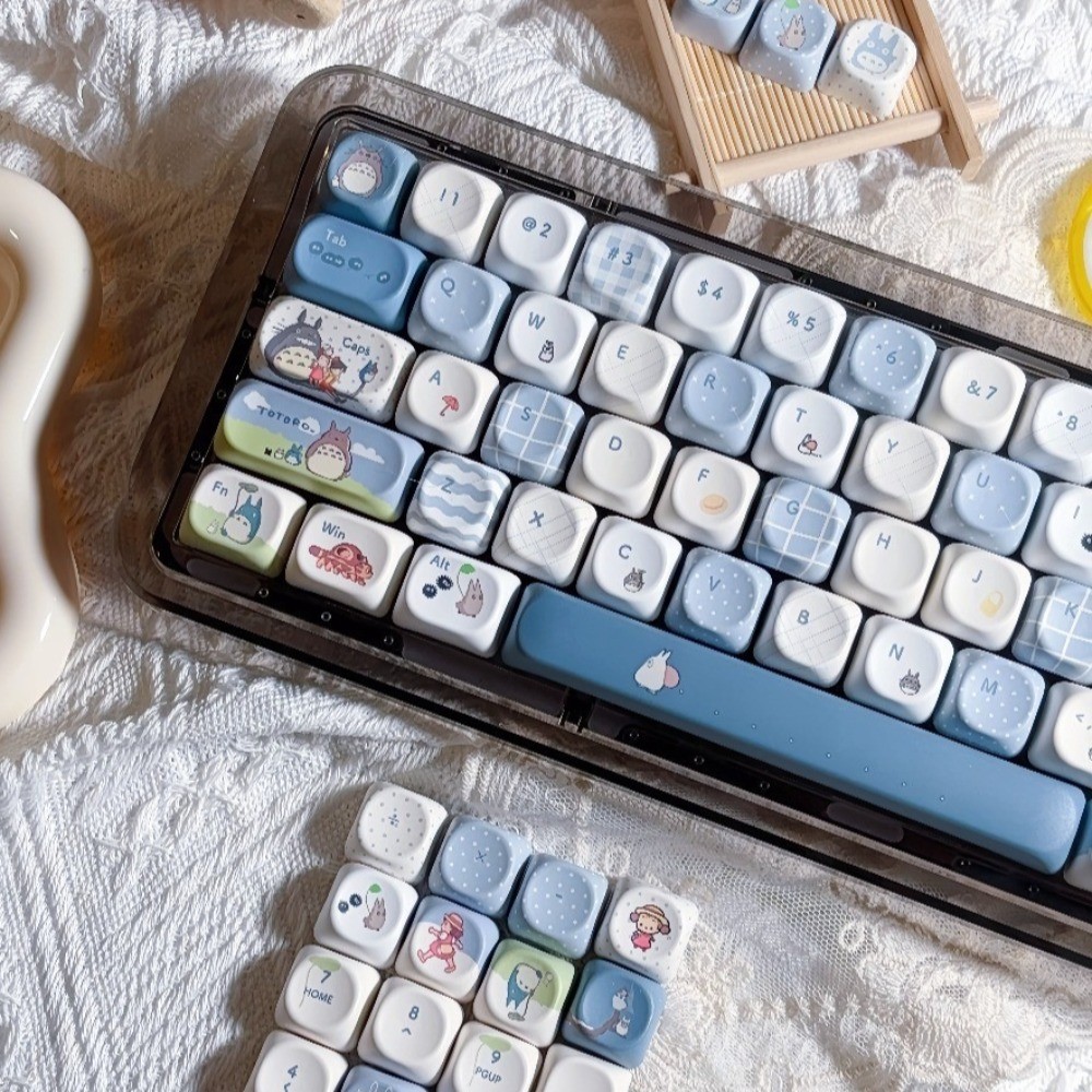 เพื่อนบ้านของฉัน Totoro Cherry / MOA โปรไฟล์ 120 + คีย์ PBT Mechanical Keycap Wooting Aula F75 Dye Sublimation Totoro Keycaps Dustbunny อะนิเมะ Keycaps