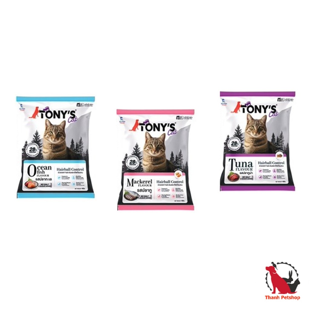 โทนี่ แคท อาหารแมว TONY'S Cat สูตรลดและเกิดก้อนขน สูตรไม่มีเกลือ ดีต่อไต 400 g.