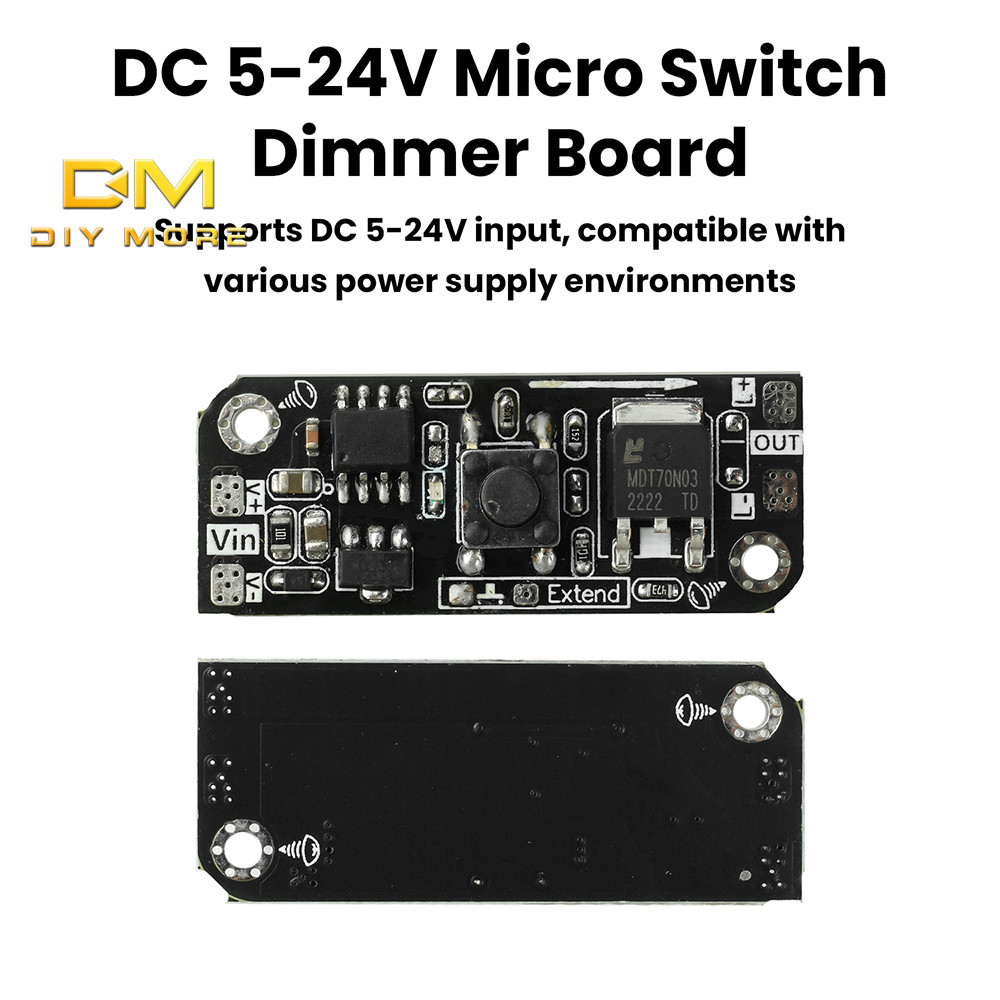 DIYMORE DC 5-24V Micro Switch Dimming Board LED Strip Driver โมดูล PWM Stepless Dimming พร้อมแรงดันไ