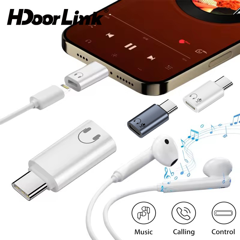 HdoorLink Type-c ถึง IOS อะแดปเตอร์หูฟังตัวแปลง USB-C สําหรับโทรศัพท์ 17 16 15 อะแดปเตอร์หูฟัง Samsung