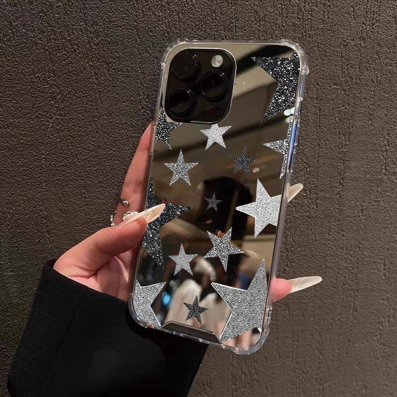 Shining Star รูปแบบ Make Up กระจกเคสโทรศัพท์สําหรับ Samsung Galaxy S25 S24 S23 S22 S21 Ultra Plus FE A06 A14 A23 A36 A52 ฝาครอบ